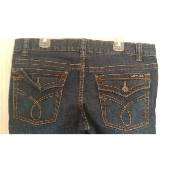 Calvin Klein Blue Jeans Pant Dark Wash Womens Size 12 Straight Leg - Picture 4 of 5